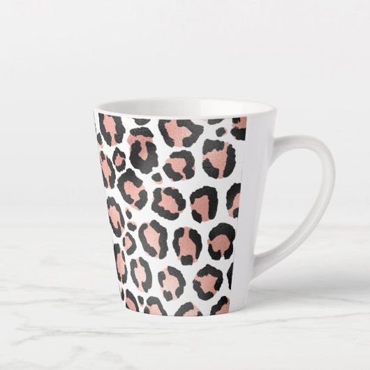 Modern schicke Black Rose Gold Foil Leopard Printi Milchtasse (Rechts)