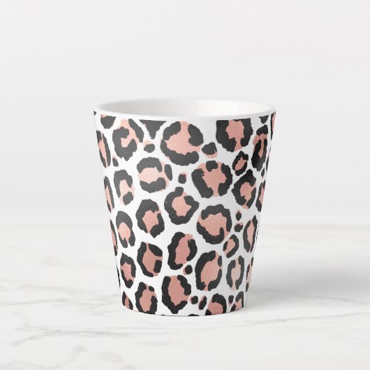 Modern schicke Black Rose Gold Foil Leopard Printi Milchtasse (Vorderseite)