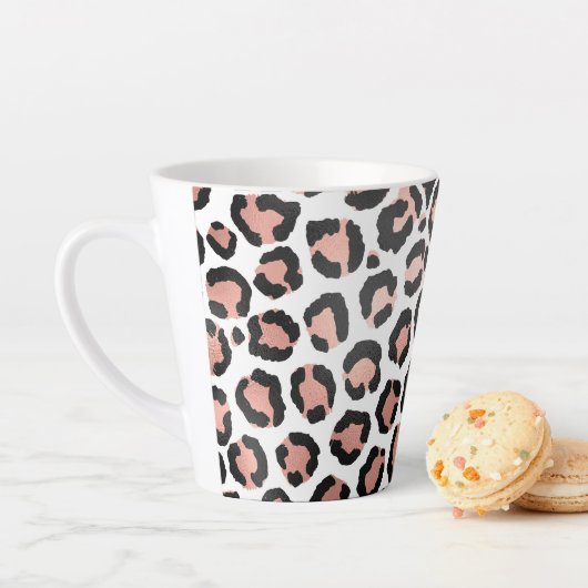 Modern schicke Black Rose Gold Foil Leopard Printi Milchtasse (Beispiel)