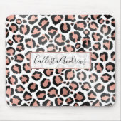 Modern schicke Black Rose Gold Foil Leopard Printi Mousepad (Vorne)