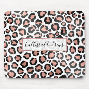Modern schicke Black Rose Gold Foil Leopard Printi Mousepad