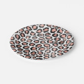 Modern schicke Black Rose Gold Foil Leopard Printi Pappteller (Schrägansicht)