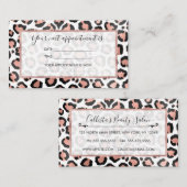 Modern schicke Black Rose Gold Foil Leopard Printi Terminkarte (Vorne/Hinten)