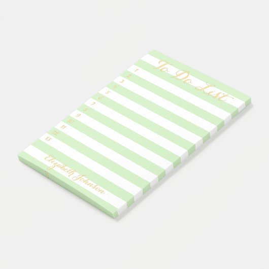 Modern schicke, stilvolle grüne goldene Streifen z Post-it Klebezettel (angewinkelt)