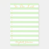 Modern schicke, stilvolle grüne goldene Streifen z Post-it Klebezettel (Vorderseite)