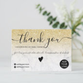 Modern schicker Glitzer Marmor-Auftrag Vielen Dank Dankeskarte (Stehend Vorderseite)