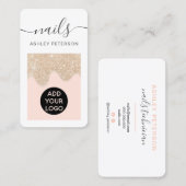 Modern schicker Gold Glitzer Tropfen Pink Nägel Dr Visitenkarte (Vorne/Hinten)