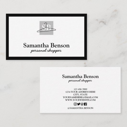 Modern schicker Modehändler Stylist Visitenkarte (Vorne/Hinten)