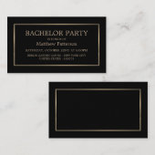 Modern & schlank, Black/Gold Bachelor Party Ticket (Vorne/Hinten)