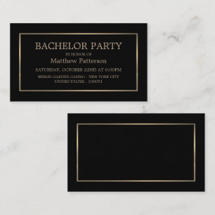 Modern & schlank, Black/Gold Bachelor Party Ticket