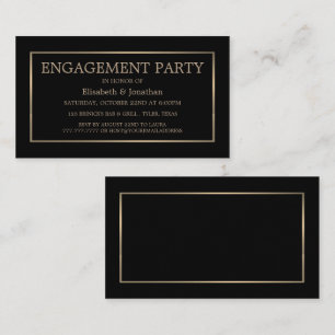 Modern & schlank, Black/Gold-Engagement-Party-Tick Visitenkarte