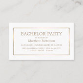 Modern & schlank, Weiß/Gold Bachelor Party Ticket (Vorderseite)
