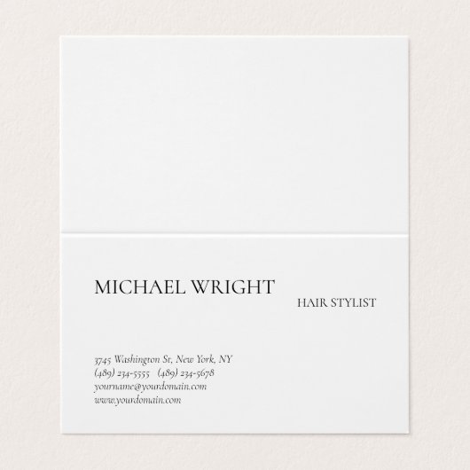 Modern Schlicht einfach Minimalistisch Visitenkarten (Außenseite Aufgefaltet)