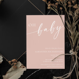 Modern schlicht rot Rosa Oh Baby Girl Dusche Einladung