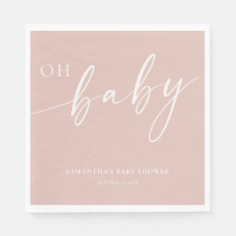 Modern schlicht rot Rosa Oh Baby Girl Dusche Serviette