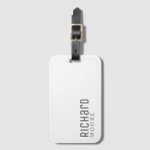 modern, schlicht und schlicht Schwarz-weiß Gepäckanhänger (Vorderseite Vertikal)