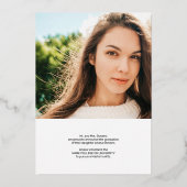 Modern schlicht, weiß, 2 Foto Abschluss Folieneinladung (Rückseite)