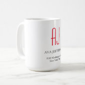 Modern schlichte, schlicht-rote Monogramm Kaffeetasse (Vorderseite Links)