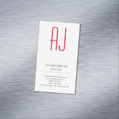 Modern schlichte, schlicht-rote Monogramm Magnetische Visitenkarte (Beispiel)