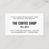 Modern schlichte, weiße und schwarze Kaffeehäuser Treuekarte (Rückseite)