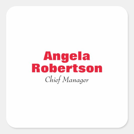 Modern schlichter, schlichter, weißer, minimalisti quadratischer aufkleber (Vorderseite)