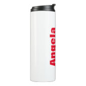 Modern schlichter, schlichter, weißer, minimalisti thermosbecher (Nach links gedreht)