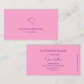 Modern Schlichtes hellrosa mit Monogramm Beruflich Visitenkarte (Vorne/Hinten)