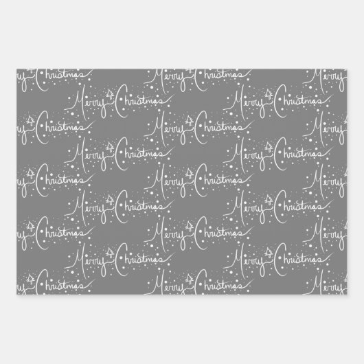 Modern Schneeflocken Weihnachtsschnee Schneeflocke Geschenkpapier Set (Vorderseite)