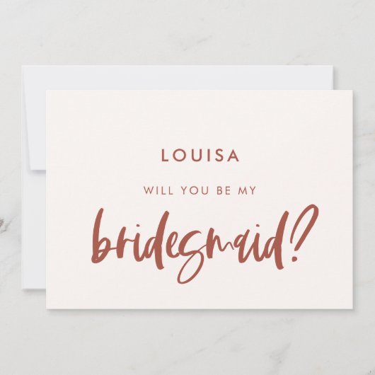 Modern schneerosa Bridesmaid-Vorschlagskarte Einladung (Vorderseite)
