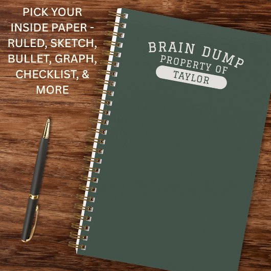 Modern School Brain Dump List Funny Green Notizblock