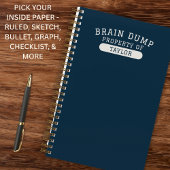 Modern School Brain Dump List Funny Navy Blue Notizblock