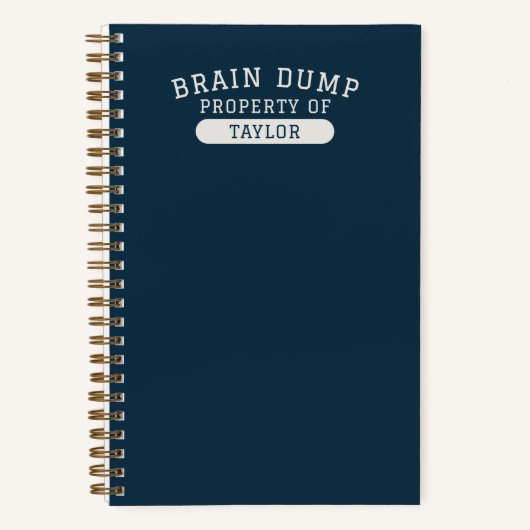 Modern School Brain Dump List Funny Navy Blue Notizblock (Vorderseite)