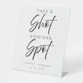 Modern Schuss und finde dein Sitzhochzeitszeichen Sockelschild (Vorderseite)