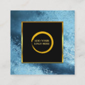 Modern Schwarz-Blau-Eis einfaches Logo Quadratische Visitenkarte (Vorderseite)