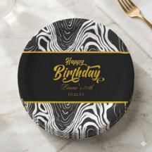 Modern Schwarz & Gold Achat Alles Gute zum Geburts