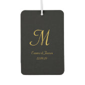 Modern Schwarz-Gold-Monogram-Skriptname Benutzerde Autolufterfrischer (Vorderseite)