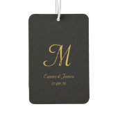 Modern Schwarz-Gold-Monogram-Skriptname Benutzerde Autolufterfrischer (Rückseite)