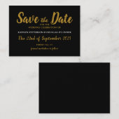 Modern Schwarz & Gold Save the Date Begleitkarte (Vorne/Hinten)