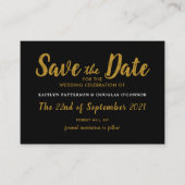 Modern Schwarz & Gold Save the Date Begleitkarte (Vorderseite)
