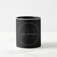 Modern Schwarz & Grau | Cooler Name & Monogramm