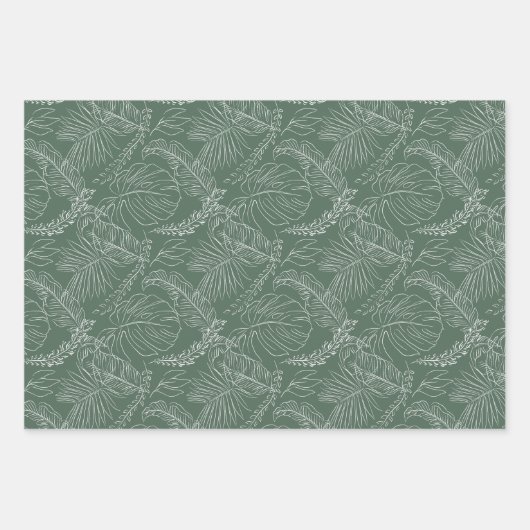 Modern Schwarz/Grün Palmenblättrig Tropenkana Geschenkpapier Set (Vorderseite 3)