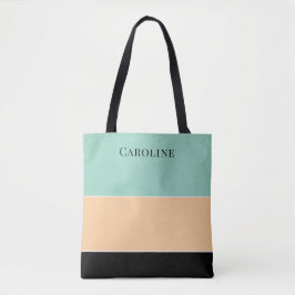 Modern Schwarz, Pfirsich, Grün Personalisiert Tasche