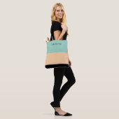 Modern Schwarz, Pfirsich, Grün Personalisiert Tasche (Am Model)