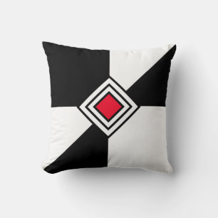 Modern Schwarz Rot und Weiß Kissen