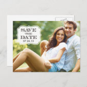Modern Schwarz-Swirt-Label Save the Date Fotokarte Ankündigungspostkarte (Vorne/Hinten)