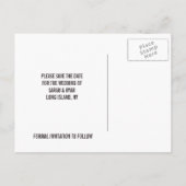 Modern Schwarz-Swirt-Label Save the Date Fotokarte Ankündigungspostkarte (Rückseite)