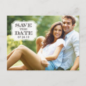 Modern Schwarz-Swirt-Label Save the Date Fotokarte Ankündigungspostkarte (Vorderseite)