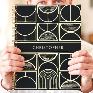 Modern Schwarz und Gold Minimalistisch Planer