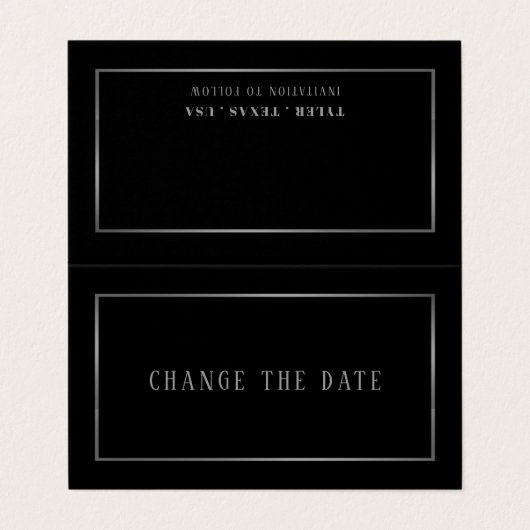Modern, schwarz und silber ändern Sie die Datumska Visitenkarten (Außenseite Aufgefaltet)