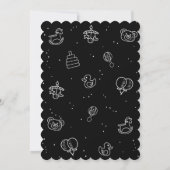 Modern, schwarz und weiß, Gender Reveal, Er oder s Einladung (Rückseite)